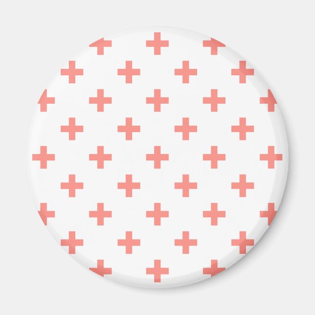 Peach polka kor på vita magnet (Framsidan)