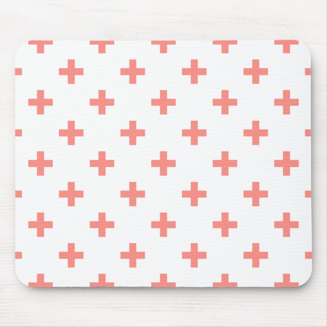 Peach polka kor på vita musmatta (Framsidan)
