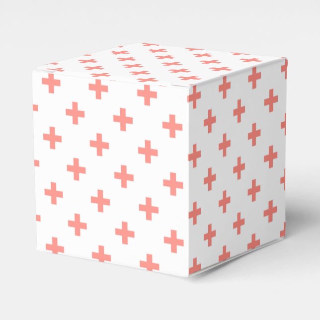 Peach polka kor på vita presentaskar (Framsidan Sidan)