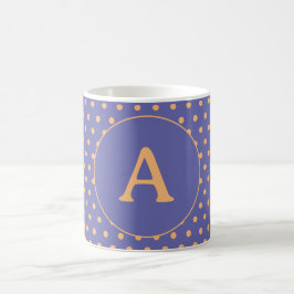 Peach Polka-punkt för modern monogram periwinkle-p Kaffemugg