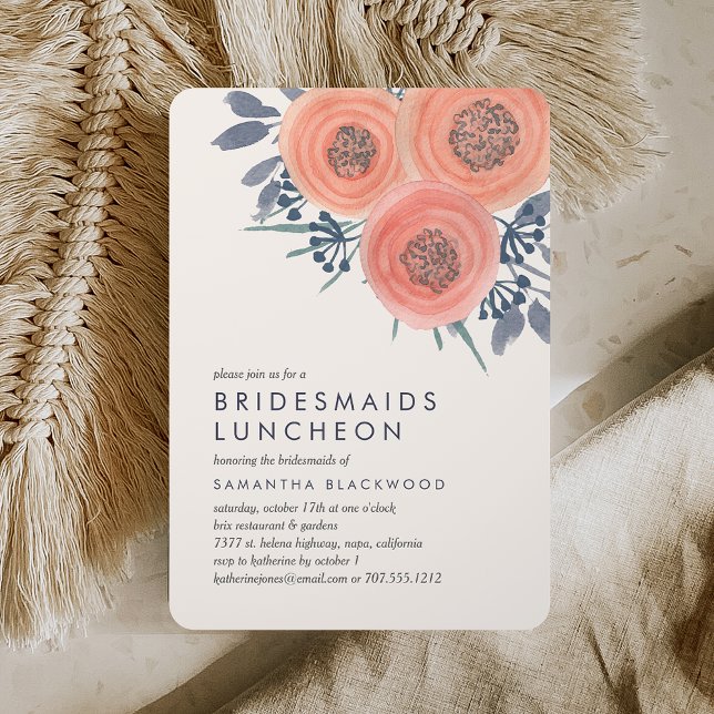 Peach Poppies Bridesmaids Luncheon-inbjudan Inbjudningar (Skapare uppladdad)