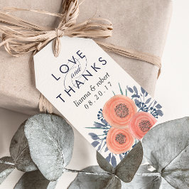 Peach Poppies Bröllop Tack Favoriter Presentetikett