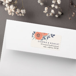 Peach Poppies-Returadress Adressetikett