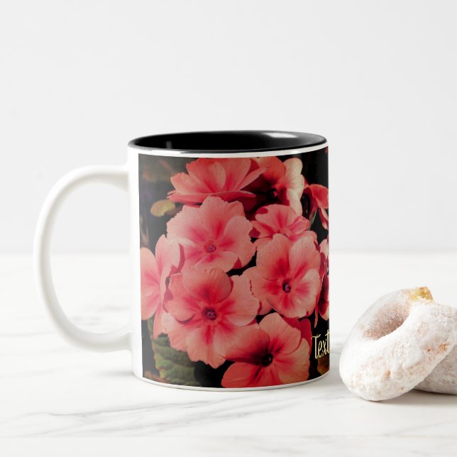Peach Primrose Flower Art Personlig Två-Tonad Mugg (Med munk)
