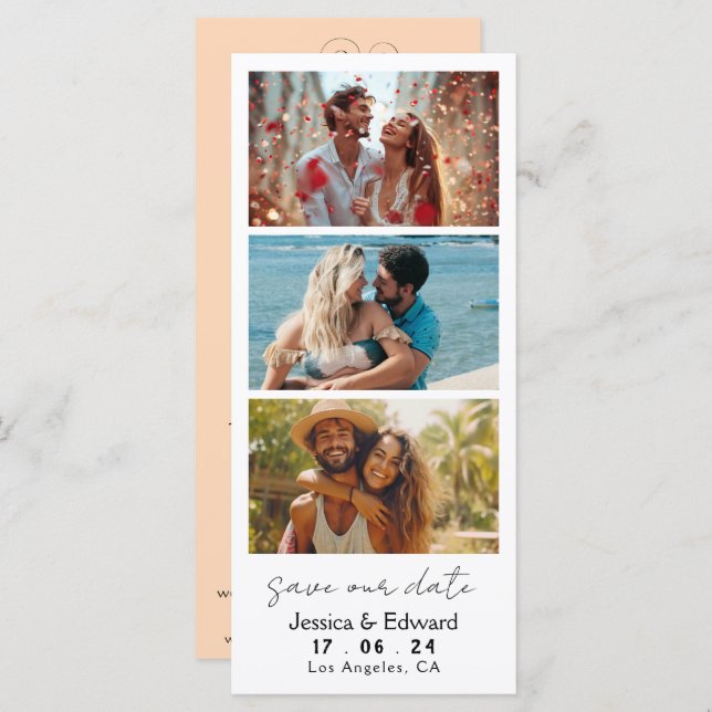 Peach Puff Save Date Photo Booth Qr Code (Fram/baksida)
