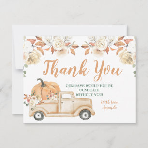 Peach Pumpkin Rustic Lastbil Greenery Baby Shower Tack Kort