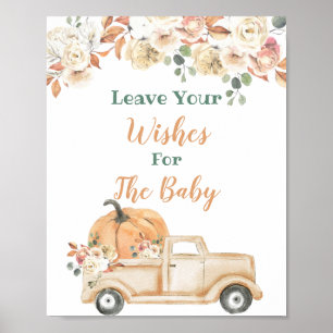 Peach Pumpkin Rustic Lastbil Önskemål för Baby Sig Poster