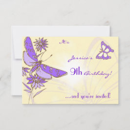Peach Purple Butterfly Invitation Card Inbjudningar
