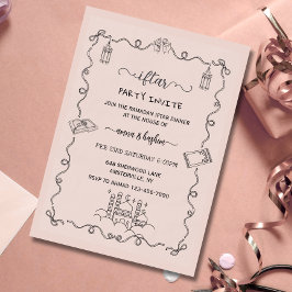 Peach Ramadan Bow doodle ramadan iftar invitation Inbjudningar