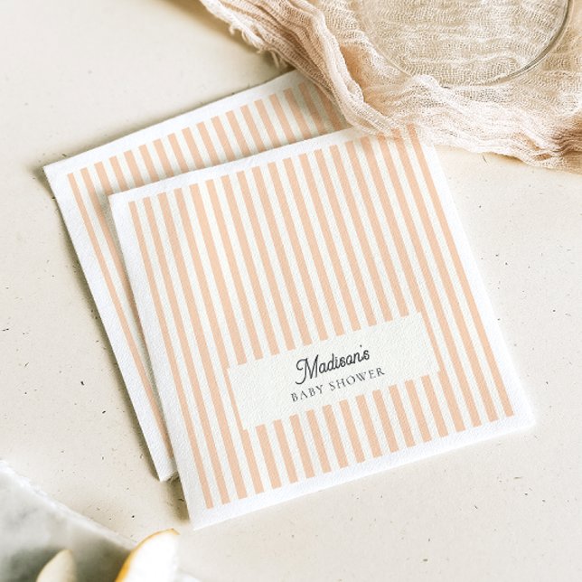 Peach Rand Baby Shower Papper Pappersservett (Skapare uppladdad)