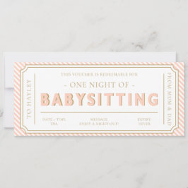 Peach Rand Babysit Gift Voucher-kort Inbjudningar