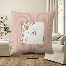 Peach Rand Terracotta Butterfly-skript Monogram Kudde