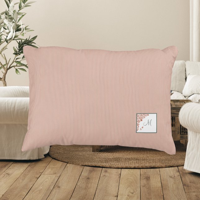 Peach Rand Terracotta Butterfly-skript Monogram Prydnadskudde (Skapare uppladdad)