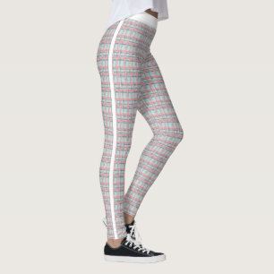 Peach Red Grönt Tartan Mönster Joggings Leggings