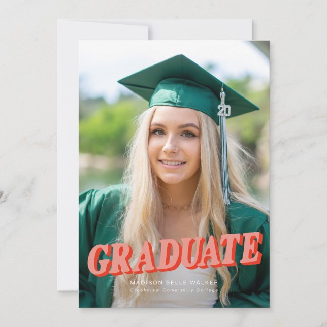 Peach Retro Typography Studenten-meddelande Tack Kort (Framsida)