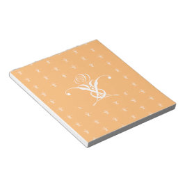 Peach Retro White Flourish Ro Anteckningsblock
