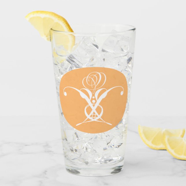 Peach Retro White Flourish Ro Glaskopp (Framsida Ice)