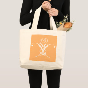 Peach Retro White Flourish Ro Jumbo Tygkasse