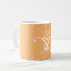 Peach Retro White Flourish Ro Kaffemugg