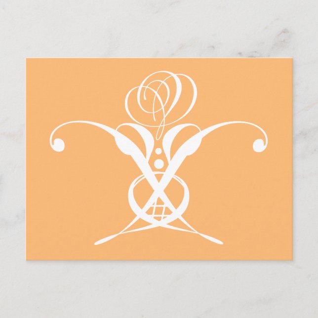 Peach Retro White Flourish Ro Vykort (Framsida)