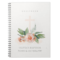 Peach Ro Blommigt Kor Bunch Baptism Guestbook