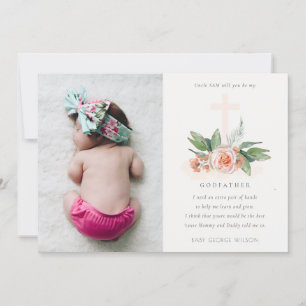 Peach Ro Blommigt Photo Godfather Frieri Inbjudan