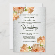 Peach Ro Blommigt Silver Glitter Modern Bröllop