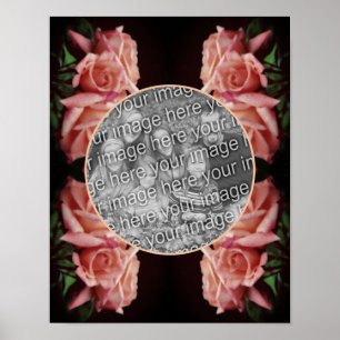 Peach Ro Blommigt-Vintage Lägg till foto Poster