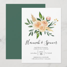 Peach Ro Bouquet-bröllopsinbjudan Inbjudningar