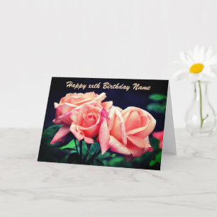 Peach Ro Flower Trio Personlig Birthday Kort