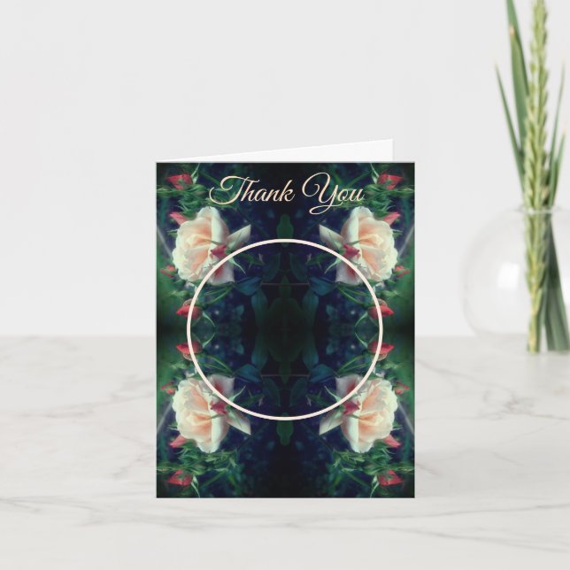 Peach Ro Flowers Bröllop Photo Tack Kort (Framsida)