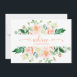 Peach Ro Greenery Typography Advice-kort<br><div class="desc">Vackra vattenfärgsbläck ro och spola grönt bröllop rådgivningskort. "Råden" från ord görs i ett väl genomarbetat handskrivet teckensnitt som har små hjärtan i båda ändar av ord. Anpassa med din egen information eller lämna efter behov.</div>
