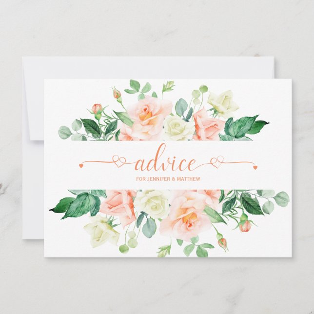 Peach Ro Greenery Typography Advice-kort (Framsida)