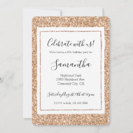 Peach Ro Guld  Glitter Glitz Inbjudningar