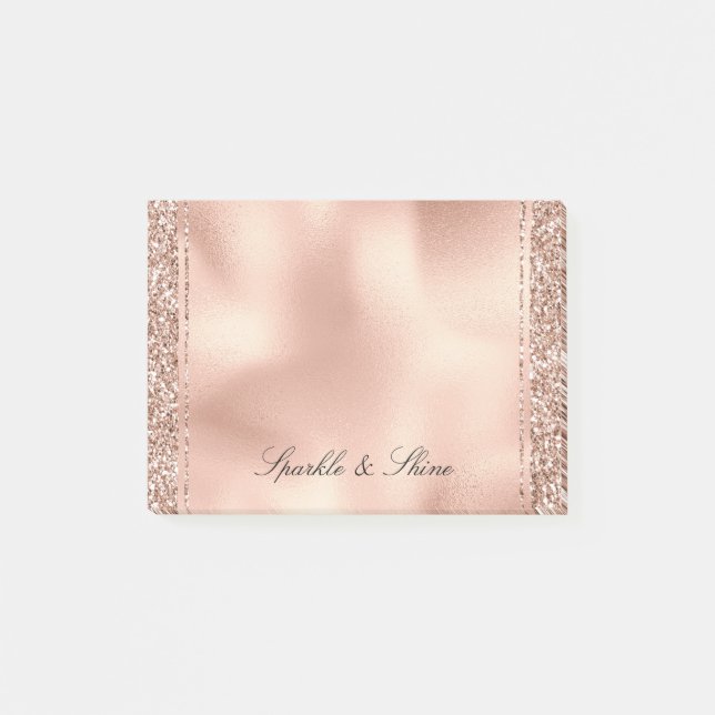 Peach Ro Guld Glitter Luxe     Post-it Block (Framsida)
