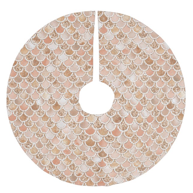 Peach Ro  Guld Glitter-Sjöjungfrun        Julgransmatta Borstad Polyester (Framsidan)