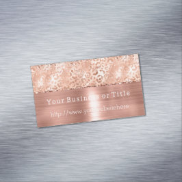 Peach Ro Guld Gnistra Leopard Glitz Magnetiska Visitkort