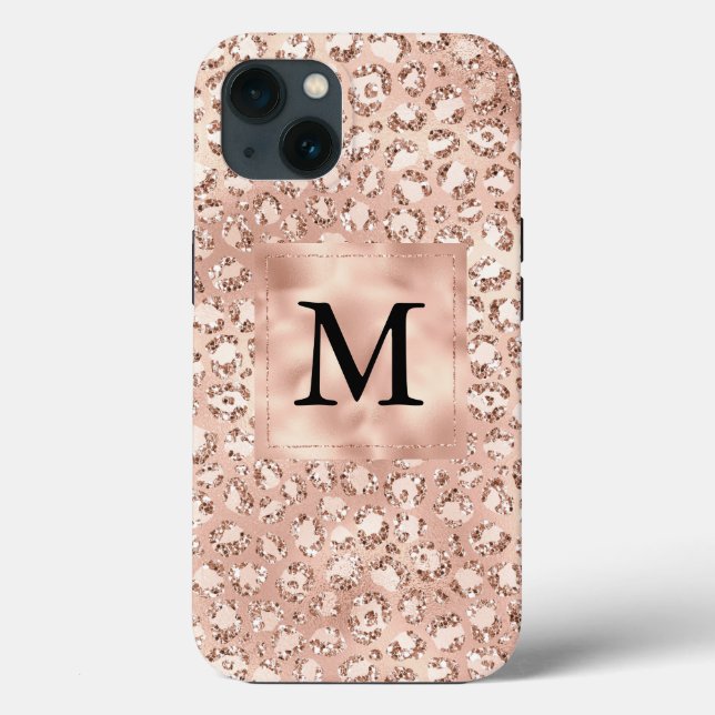 Peach Ro Guld  Rosa Glitz Leopard Monogram  (Baksida)