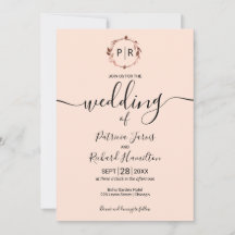 Peach Ro Monogram Calligraphy Photo Bröllop