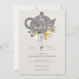 Peach Ro och Thistle Blommigt Möhippa Tea Inbjudningar