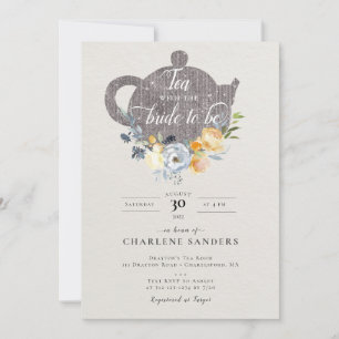 Peach Ro och Thistle Blommigt Möhippa Tea Inbjudningar