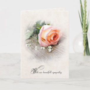 Peach Ro on Wood Sympathy Kort