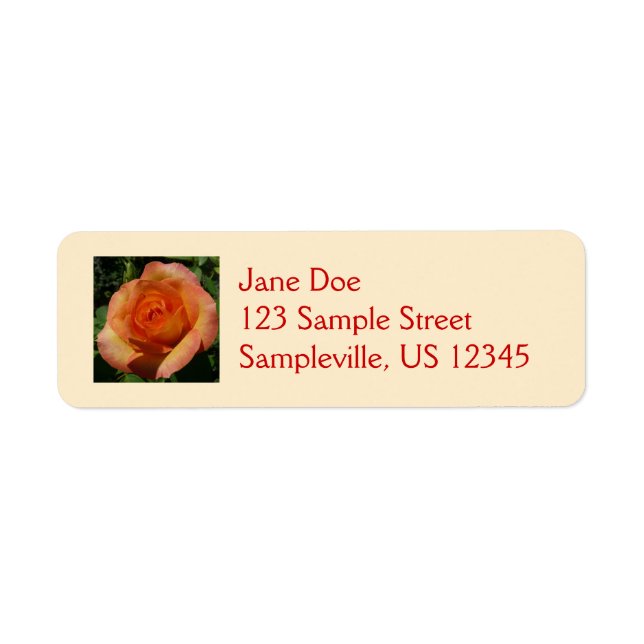 Peach Ro Orange Floral Photography Returadress Etikett (Framsidan)