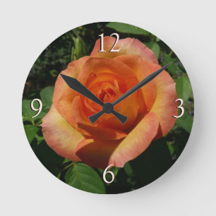 Peach Ro Orange Floral Photography Rund Klocka