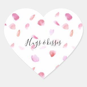 Peach Ro Petals - Rosa i vattenfärg Hjärtformat Klistermärke