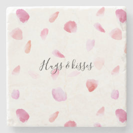 Peach Ro Petals - Rosa i vattenfärg Stenunderlägg