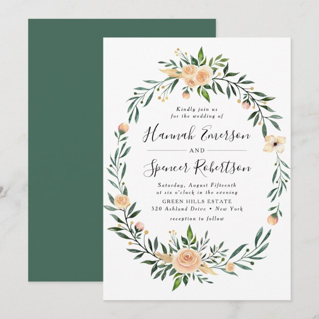 Peach Ro Ram bröllopsinbjudan Inbjudningar (Fram/baksida)