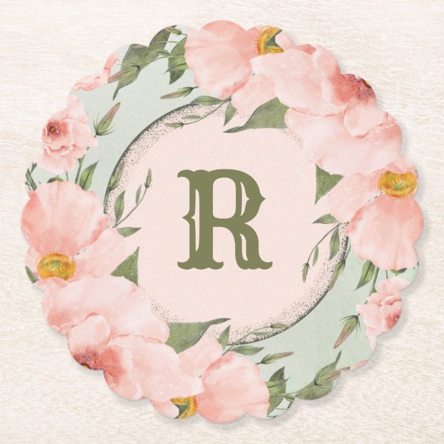 Peach Ro & Sage Grönt Underlägg Papper (Framsida)