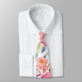 Peach & Ro Watercolor Blommigt Necktie Slips