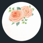 Peach Ro Wedding Favor Stickers Runt Klistermärke<br><div class="desc">De här bröllopsklistermärkena har vattenfärgspersikor ro. De kan användas för bröllopsfavörer. Använda det tomma utrymmet för skriva av gästens namn. Dessa klistermärken är en del av Peach Ro Bröllop Samling som omfattar ett fullt av passande bröllop-kontorsmaterial, t.ex. bröllopsinbjudningar, svarskort, informationskort, adressetiketter, porto frimärke, kuvert, favoritboxar, önskekort, program, menyer, möhippor och...</div>